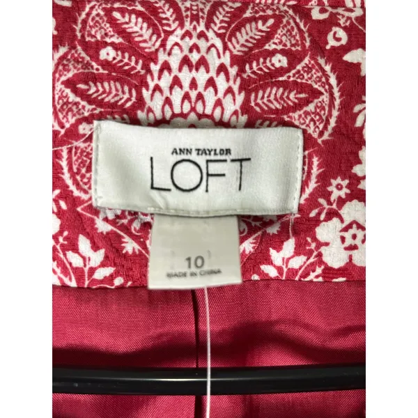 LOFT‎ Red White Floral Peter Pan Collar Cropped Jacket Blazer Women's 10 New - Image 8