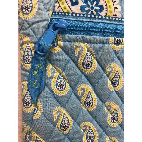 Vera Bradley Crossbody Bag Women Small Blue Quilted Paisley Hipster‎ Spring - Image 6