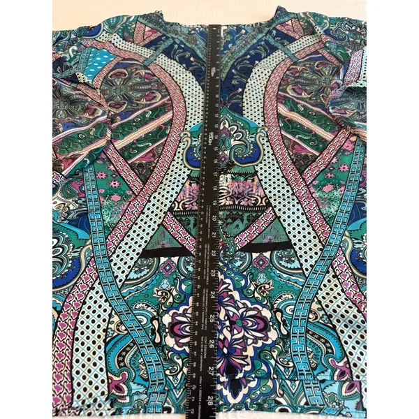 Chicos Paisley Pullover Kimono NWOT Boho Resort Wear Silky Poncho Tunic Top L XL - Image 3
