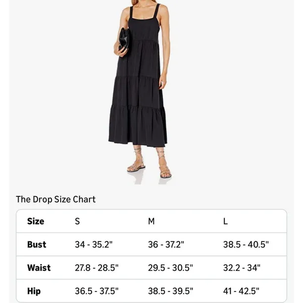 The Drop Britt Tiered Midi Tent Dress Black Size L New With Tag - Image 4