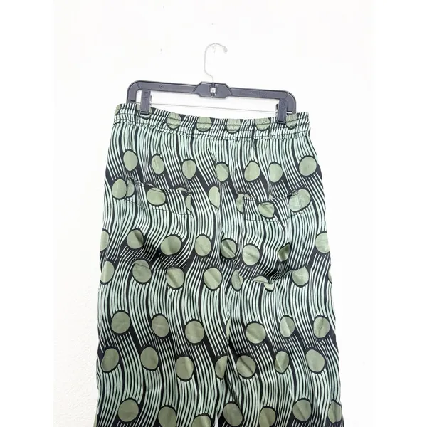 Zara Green Geometric Flowy Satin Cropped Pants Size Large Abstract Funky Boho - Image 12
