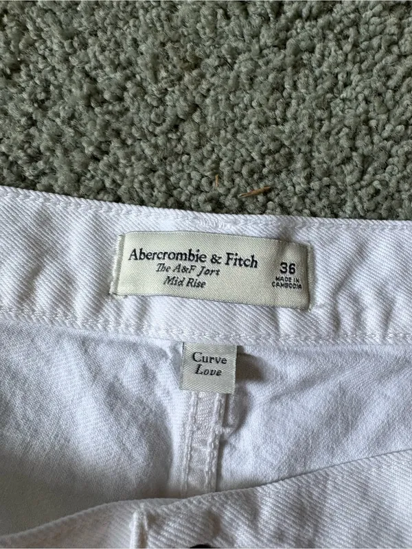 Abercrombie & Fitch The A&F Jort Curve Love Mid Rise Shorts NWT Size 36 White - Image 7