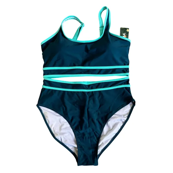 BMJL High Waist Cutout Teal Trim Swimsuit Women's‎ L New with Tags - Image 7