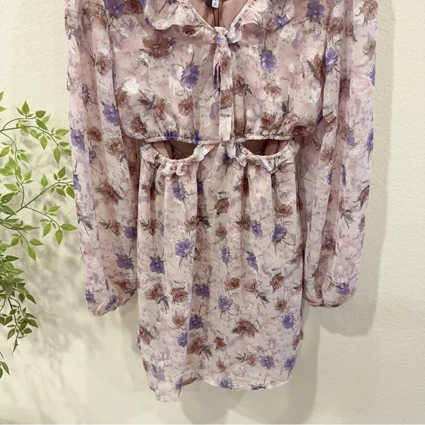 En Saison Annabel Purple Floral Open Back Mini Dress Size L NWT - Image 6