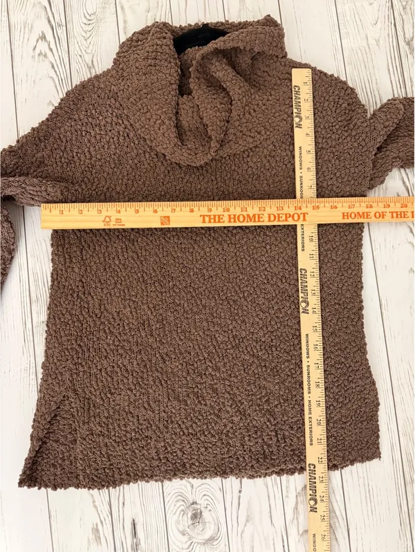 Pink Republic Popcorn Cowl Neck Sweater Brown Size M Cozy Soft - Image 6