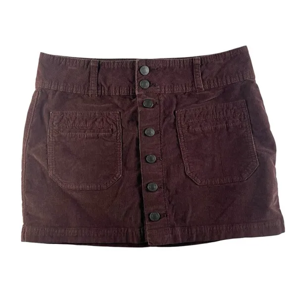 We The Free People‎ Sz 27 Joanie Cord Mini Skirt Brown Low Rise Coquette Boho - Image 3
