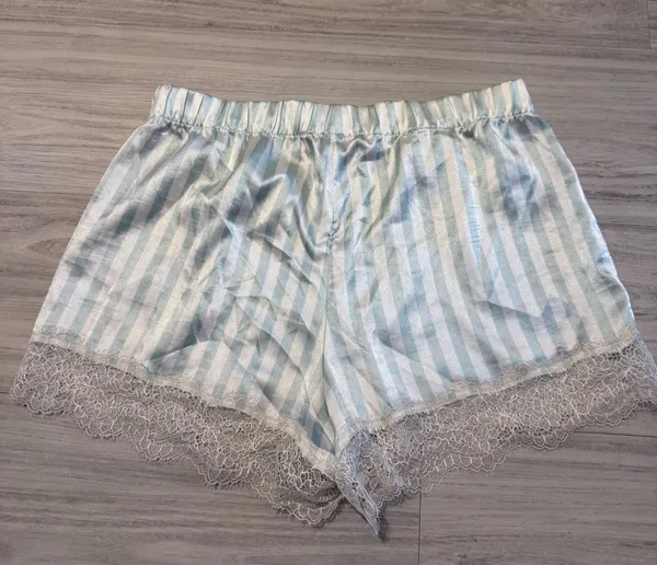 Victoria’s Secret Intimates Striped Satin Lace Shorts Mint w White Lace Women XS - Image 2
