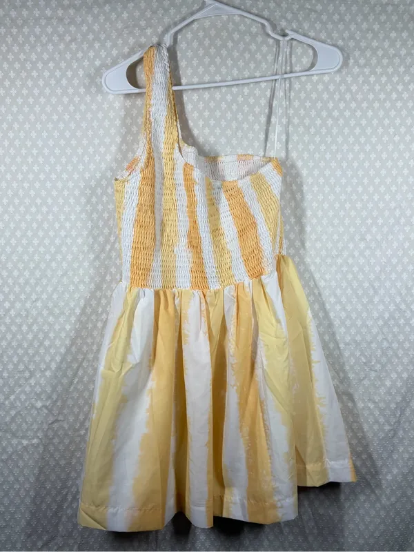 Petal‎ + Pup Yellow White Striped Smocked Kelsie One Shoulder Dress - Image 5