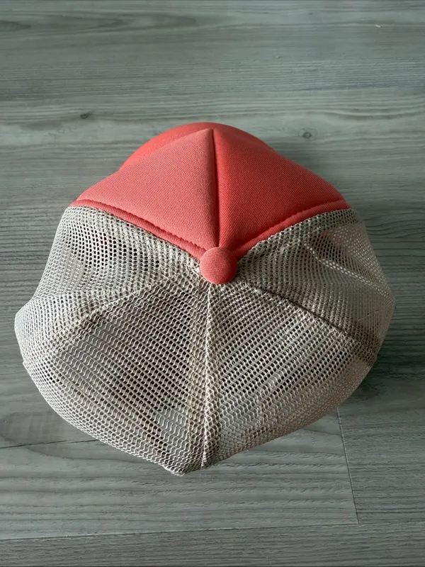 Free People Cowboy Hat Trucker Cap in Coral and Cream - Image 4