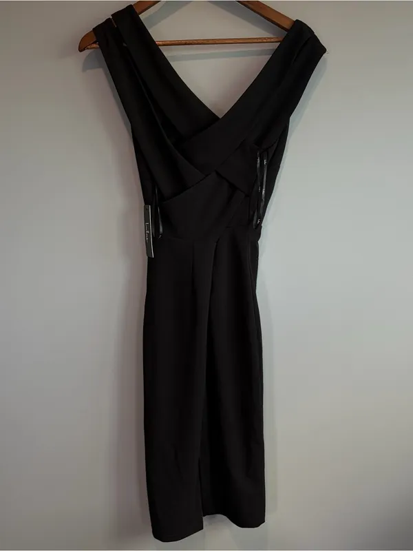 NWT Lulus Criss Cross Back Black Mini Dress Women's Size Medium - Image 2