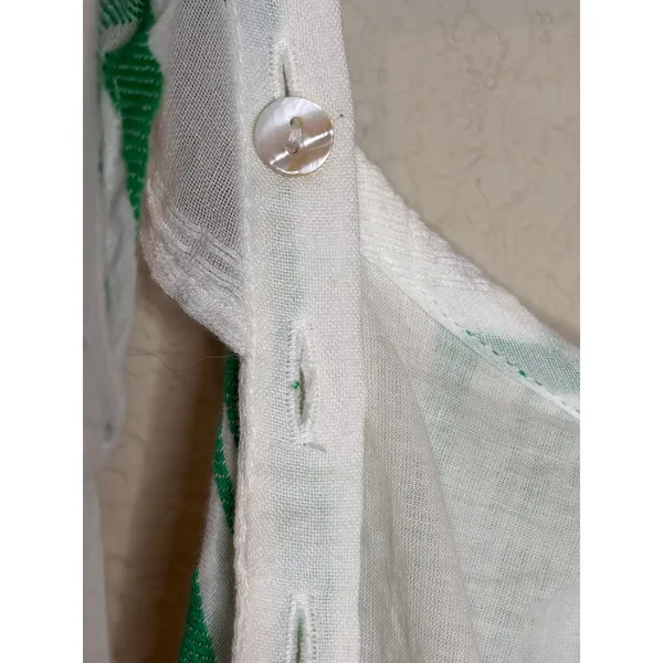 PJ Salvage Green Stripe Cotton Tiered Midi Dress Ruffle Strap Summer Size L - Image 6