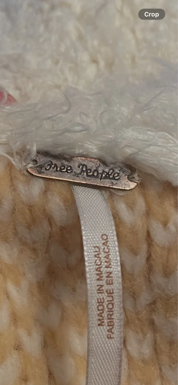 Free People Cream and Beige Cropped Cardigan. Size Xs - Image 10