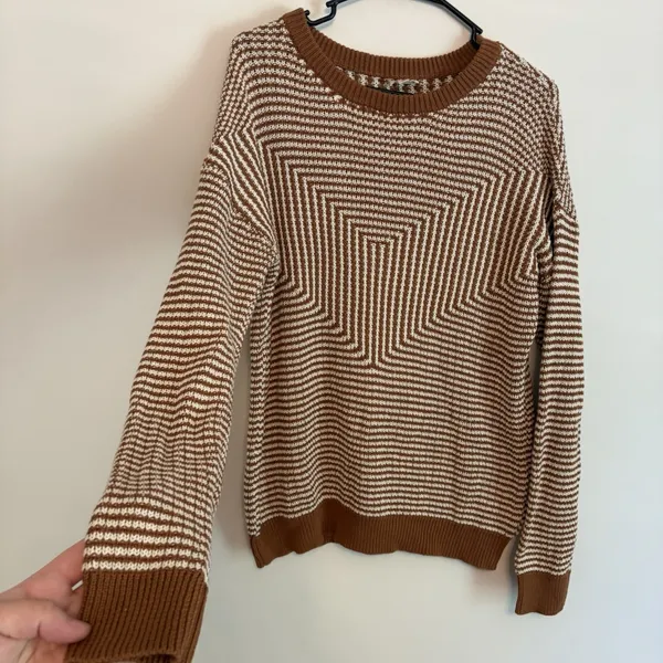 Hem & Thread Medium Rust White Patterned‎ Sweater Pullover Grandpacore - Image 6