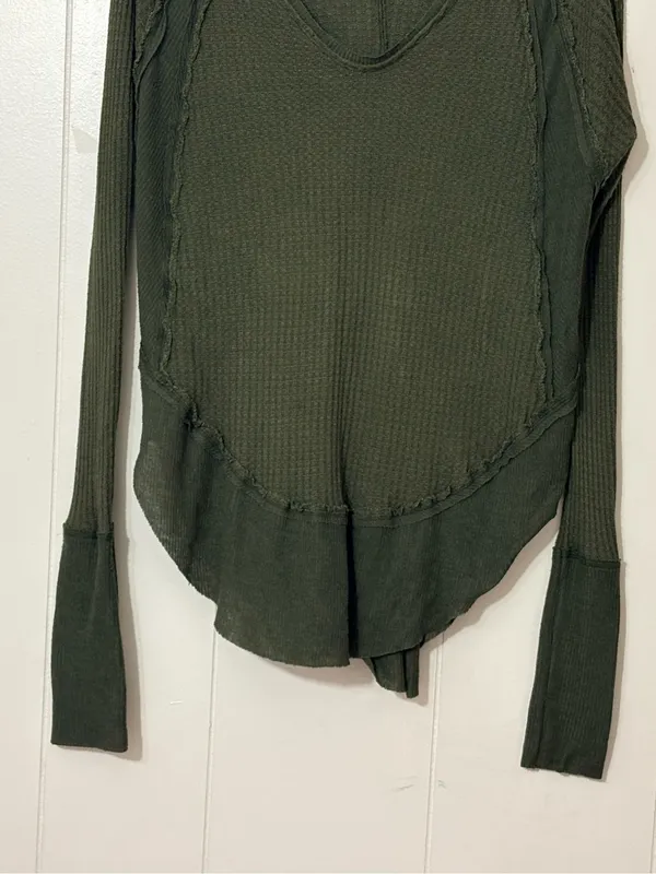 Free People We The Free Catalina Thermal Top Olive Green Long Sleeve XS - Image 16