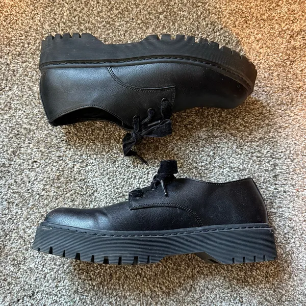 Portland Hattie Black Oxford Loafer Velvet Tie Women’s‎ 9.5 Schoolgirl Trendy - Image 3