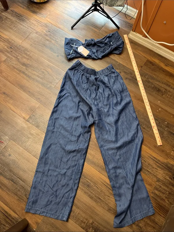 Wide-Leg High-Rise 2 piece set in Indigo Blue - Image 6