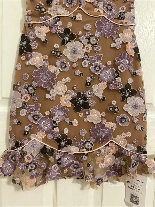 For Love And Lemons Posy Embroidered Mini Dress Purple Morning Bloom New Size XS - Image 7