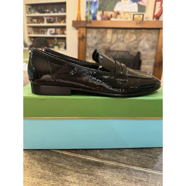 Kate‎ Spade New York BLACK CRINKLE PATENT Women's Genevieve Loafer Size 5.5 - Image 4
