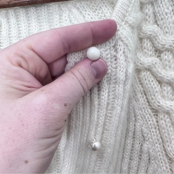 Women's Vintage Counterparts Loose Knit Cream Coastal Grandma Cardigan Size S - Image 2