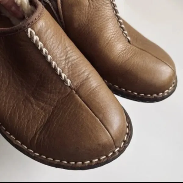 UGG Bettey 1928 Shearling Lined Brown Leather Tan Slip-On Shoes Size 7 - Image 15