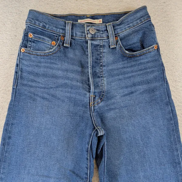 Levis Ribcage Straight Ankle Jeans Womens 25 Blue Medium Wash 72693-0121 - Image 7