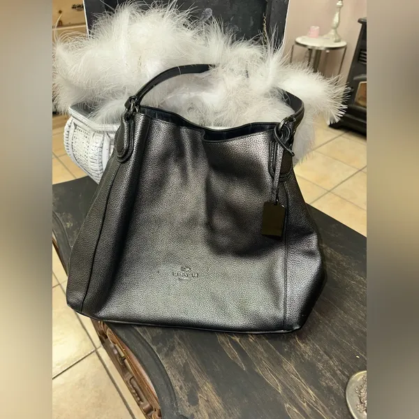 Coach Edie Shoulder Bag 28 Metallic Pebble Leather - Image 7