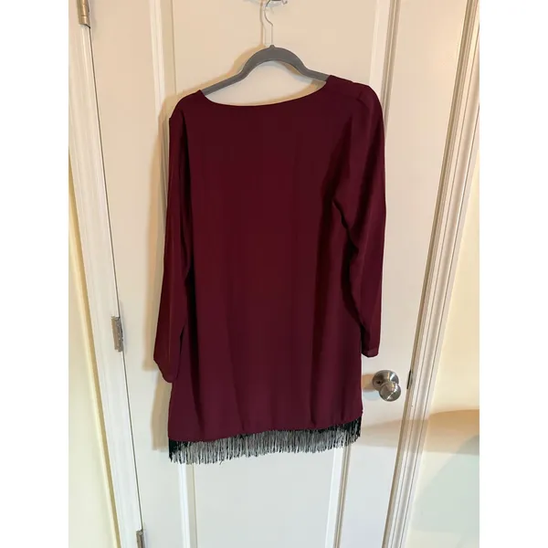 Anna Cai Maroon Fringe Dress Size Medium. Date Night Outtings Get Together - Image 3