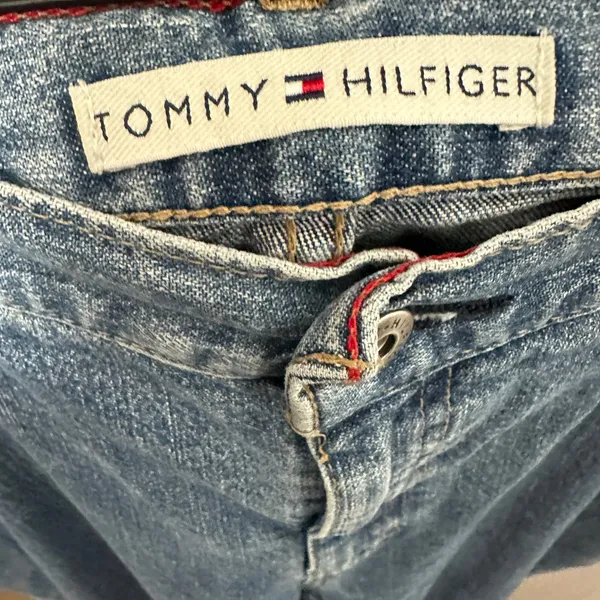 Tommy Hilfiger Jeans Women 14 Blue Straight Leg Mid Rise Denim Flag Logo Vtg Y2K - Image 6