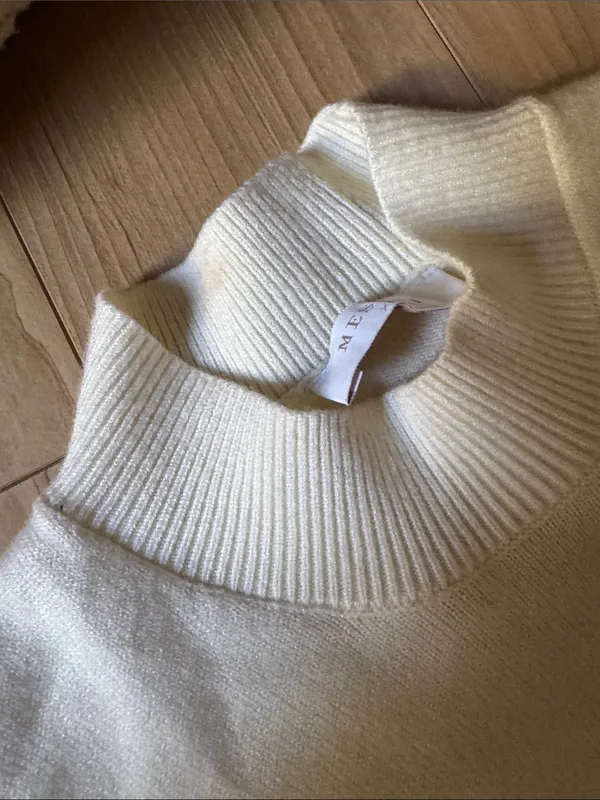Meshki Cream Knit Mock Neck Sweater Dress - Image 2