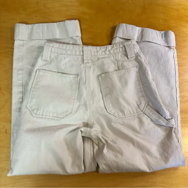 Topshop Wide Leg Baggy Carpenter Jeans Ivory White - Image 8