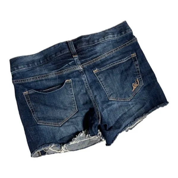 Womens Express Dark Wash Raw Hem Denim Jean Shorts - Sz 00 - Image 2