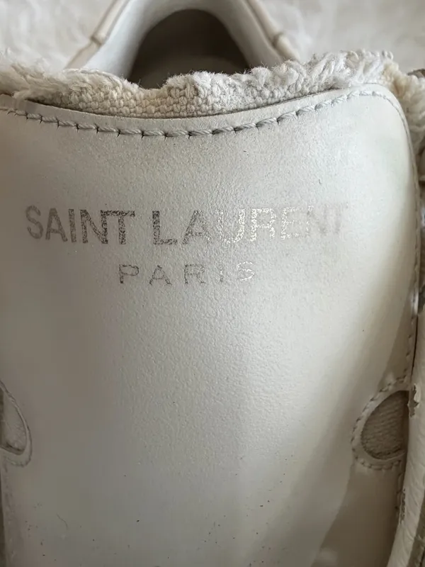 Saint Laurent Court Classic Sneakers White Canvas Leather Size 37 US 7 - Image 7