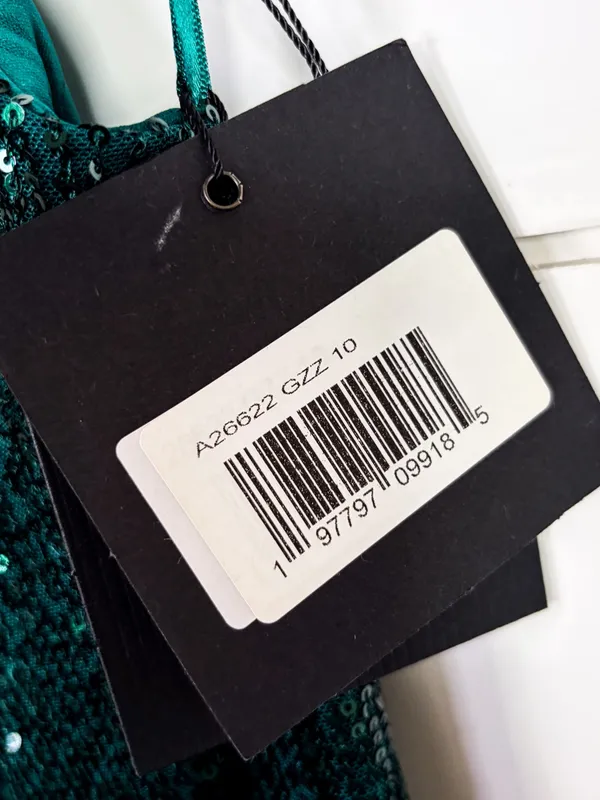 Mac Duggal 26622 Sequined Halter Neck Emerald Green Gown, NEW, Size 10 MSRP $398 - Image 7
