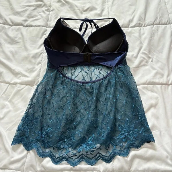 NWT Coquette Chemise Slip Blue Push‎ Up Womens Size Large Sexy Whimsy Dreamcore - Image 6