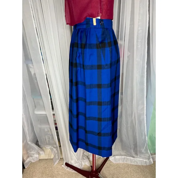 Pendleton skirt wool plaid knee length blue black Size 6 - Image 6