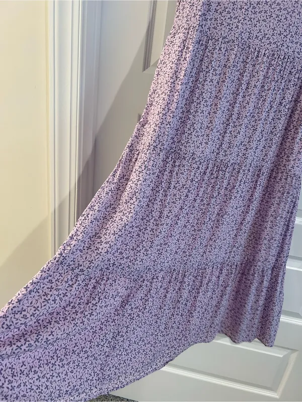 A New Day Lilac Floral Tiered Midi Dress Size S - Image 6