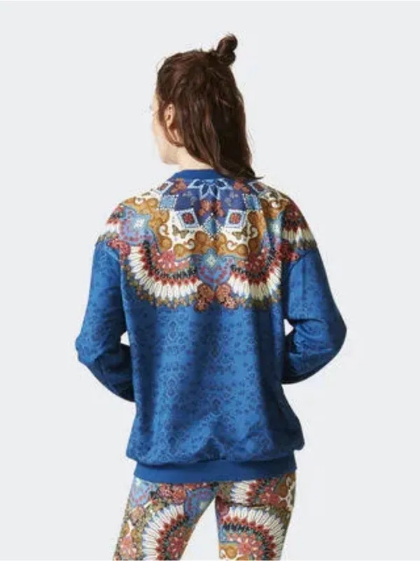 Adidas x Farm Rio - Borbomix Blue Sweatshirt with Pink Trefoil and Ornate Yoke - Image 6