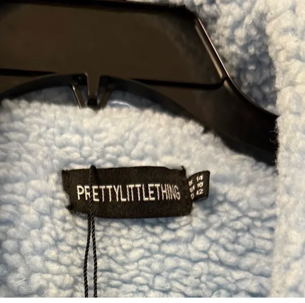 PrettyLittleThing Light Blue Teddy Bear Coat - Size US 10 / UK 14 🧥✨ - Image 6