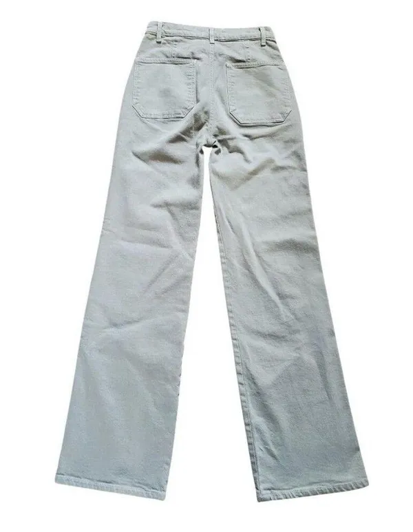 REFORMATION Pants Women 26 Alyssa High Rise Wide Leg Jean Green FLAW STAINED - Image 4