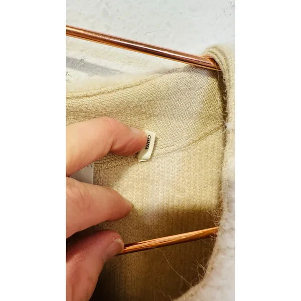 SANDRO OFF-WHITE Knit Alpaca Wool Blend Creamy Button Knot Cardigan size 0 - Image 10