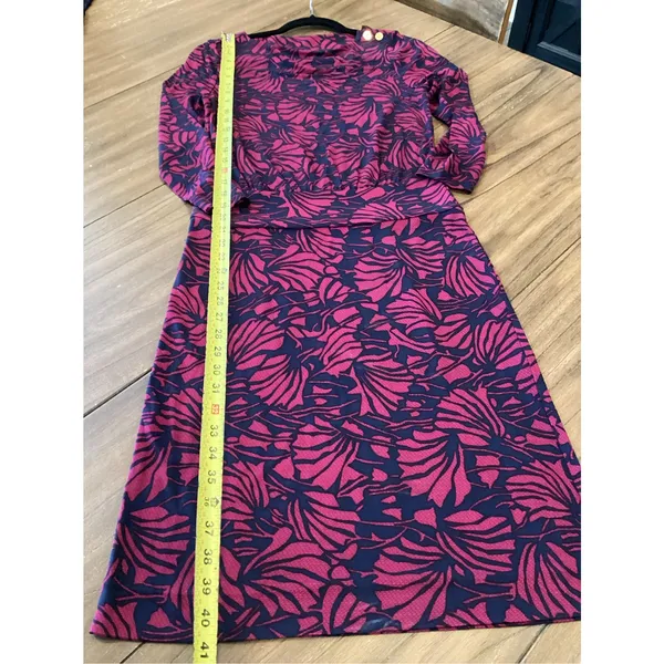 Tory Burch Etta Dress NAVY AZOLLA COMBO in Floral Print Long sleeve Size small - Image 6