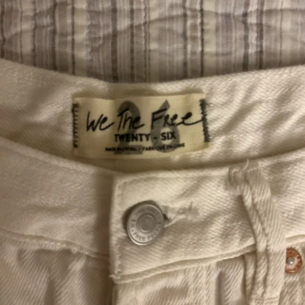 Free People White Denim Shorts Distressed - Image 2