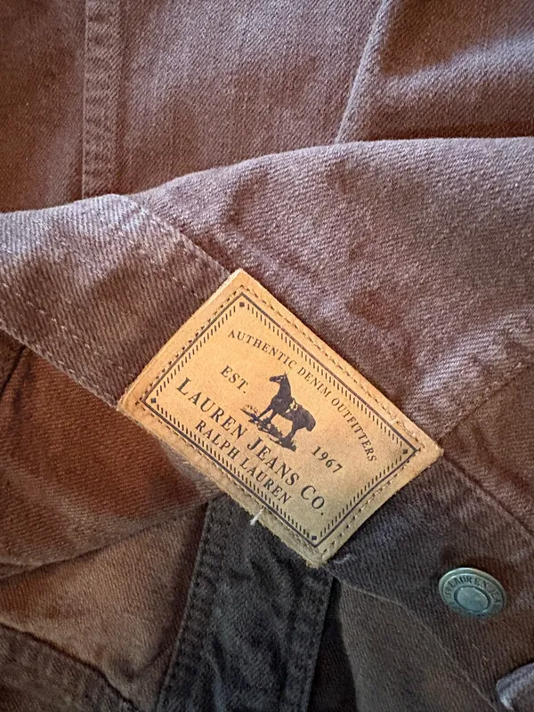 Vintage 90s Lauren Jeans Co Ralph Lauren Beaded Denim Jacket - Brown Embellished Trucker - Size L - Image 6