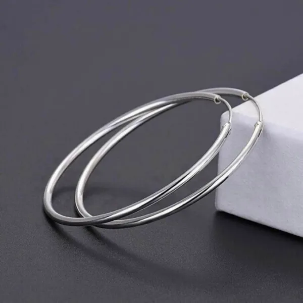 S925 Sterling Silver Lightweight Hoop Earrings for Women - Image 3