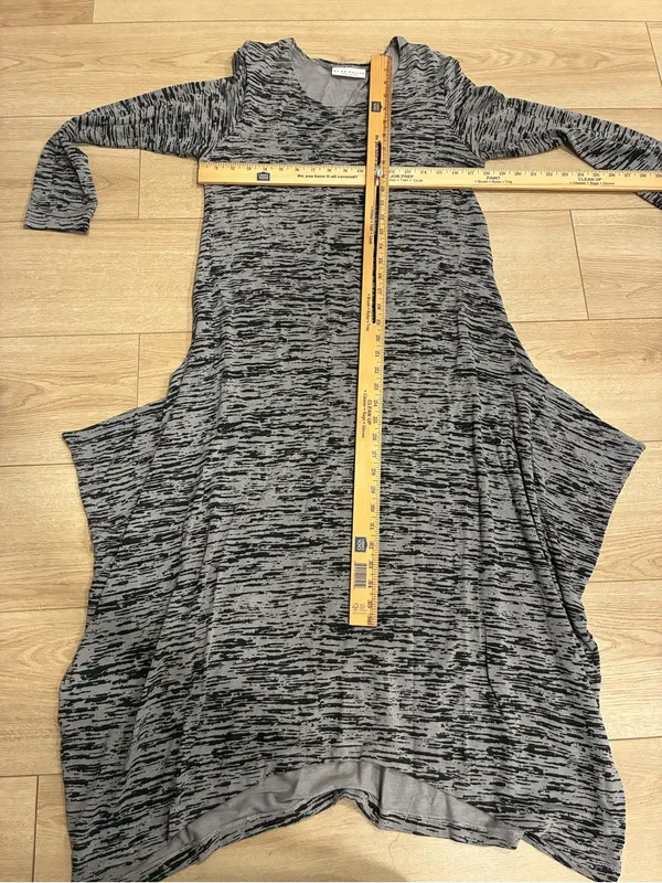 Bryn Walker Women’s Black Gray Long Sleeve Midi Dress Rayon Size S - Image 7