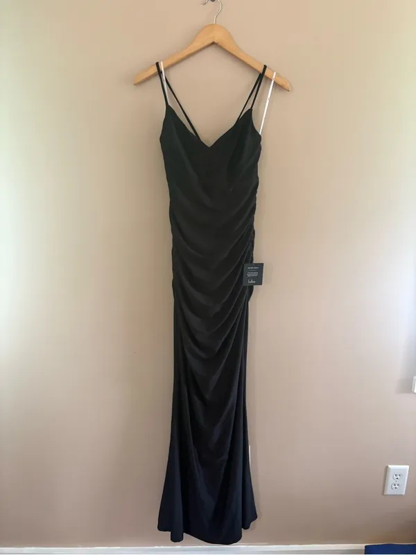 Lulus Elese Black Slinky Knit Lace-Up Mermaid Maxi Dress Size Large NWT Formal - Image 4