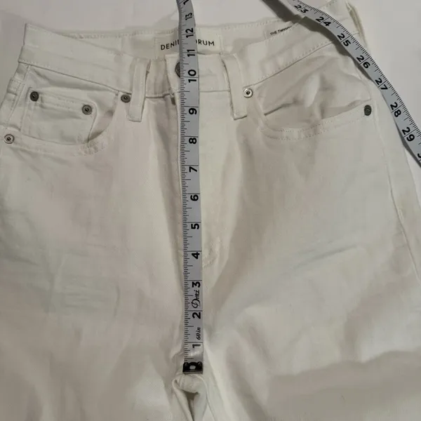 Aritzia Denim Forum Jeans Sz 25x28L Twiggy High Rise Flare White Retro Festival‎ - Image 8