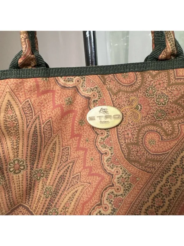 ETRO Paisley Mini Libra Hand Bag Tote Small Nylon Clasp Fabric Pattern Authentic - Image 2
