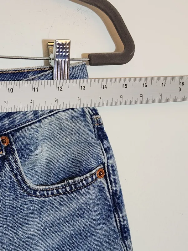 Zara High Waist Straight Leg Distressed Cut-off Jeans Size 4 - Image 6