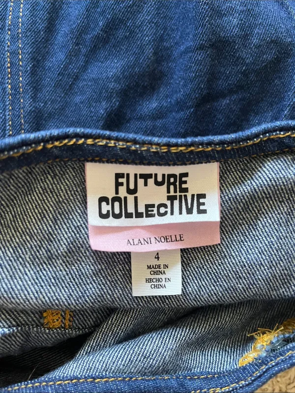 Future Collective Alani Noel Sleeveless Collared Denim Mini Dress - Size 4 - Image 3